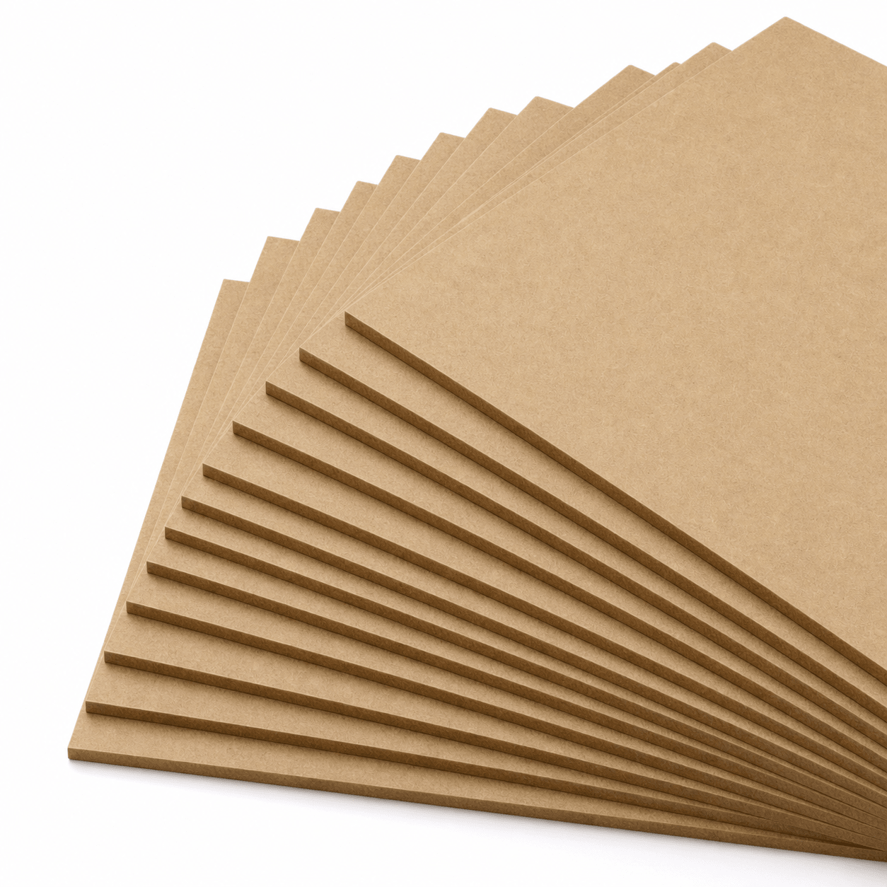 Waaier van bruine MDF-platen uit de voordeelbundel